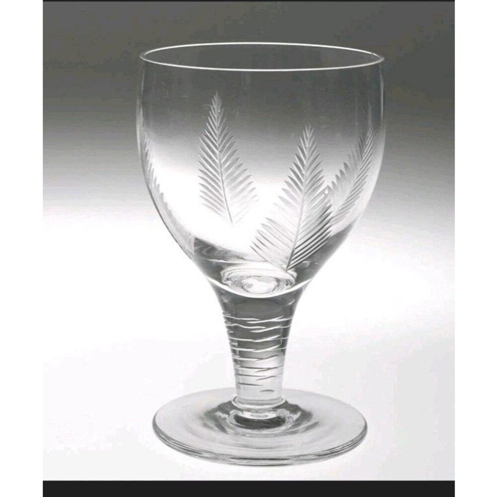 Vintage Stuart Clear Cut Crystal - Woodchester Fern Pattern Water Goblet - 5"H